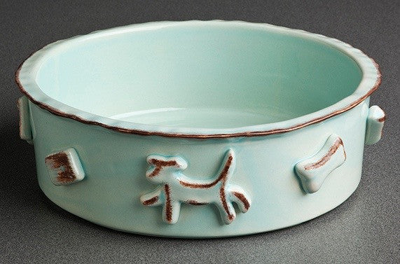 Dog Food/Water Bowl - Green – Carmel Ceramica