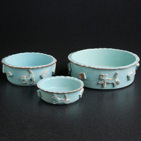 Dog Food/Water Bowl - Green – Carmel Ceramica