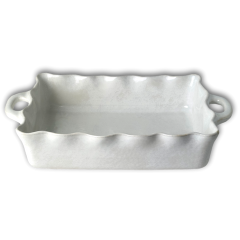 Cozina White Large Ruffled Baker