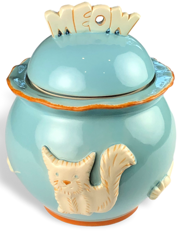 Cat Treat Jar - Sky Blue